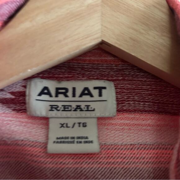 Ariat Real Adorable Serape Pearl Snap Aztec Western Shirt Long Sleeve Pink Sz XL - Picture 4 of 6